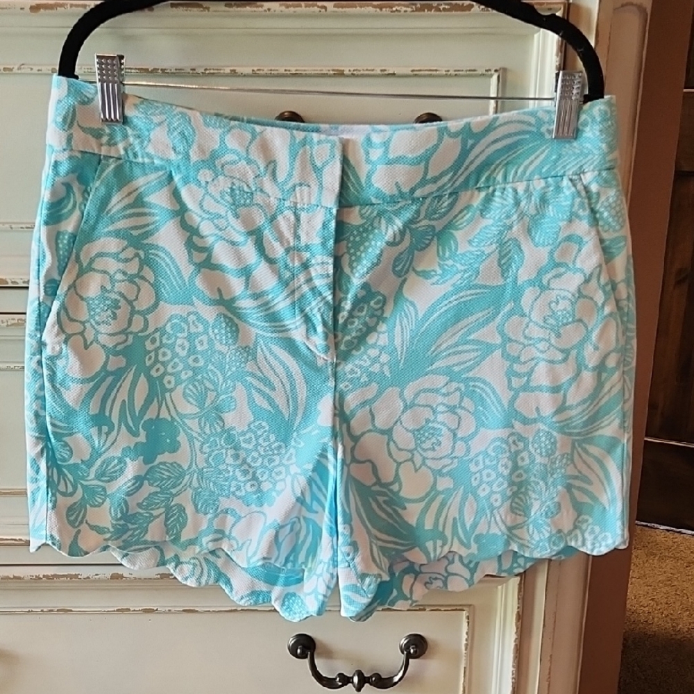 Talbots Aqua Floral High Waist Women's Shorts